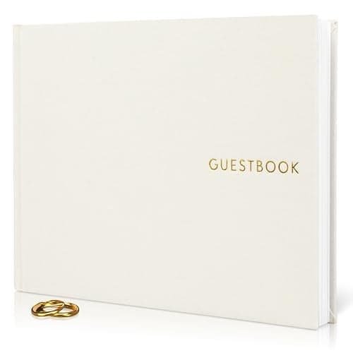ZICOTO Beautiful Linen Wedding Guest Book for Your Wedding Reception - Simply Elegant Guestbook to Sign in and Add Polaroid Photos - The Perfect Baby Shower Guest Book and Addition to Your Big Day