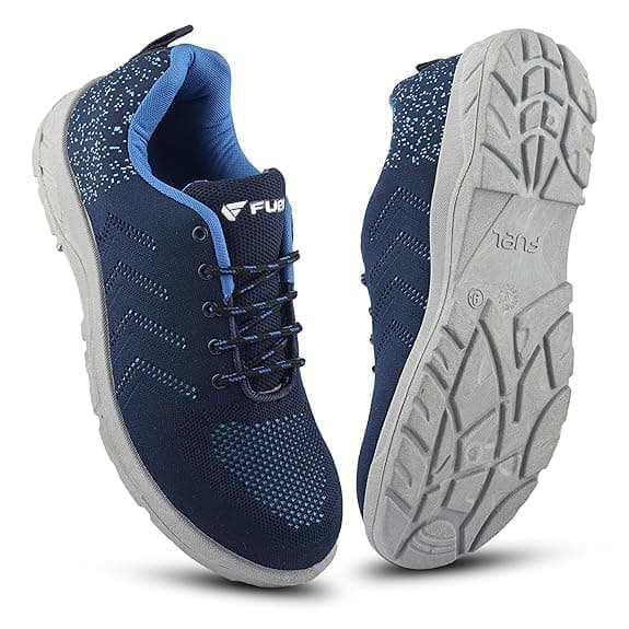 FUEL Arsenal Extra Strong Knitted Fabric Sporty Look Industrial Safety Shoes for Men with PVC Single Density Sole, Steel Toe 100J Energy Absorption (Blue,6Uk)