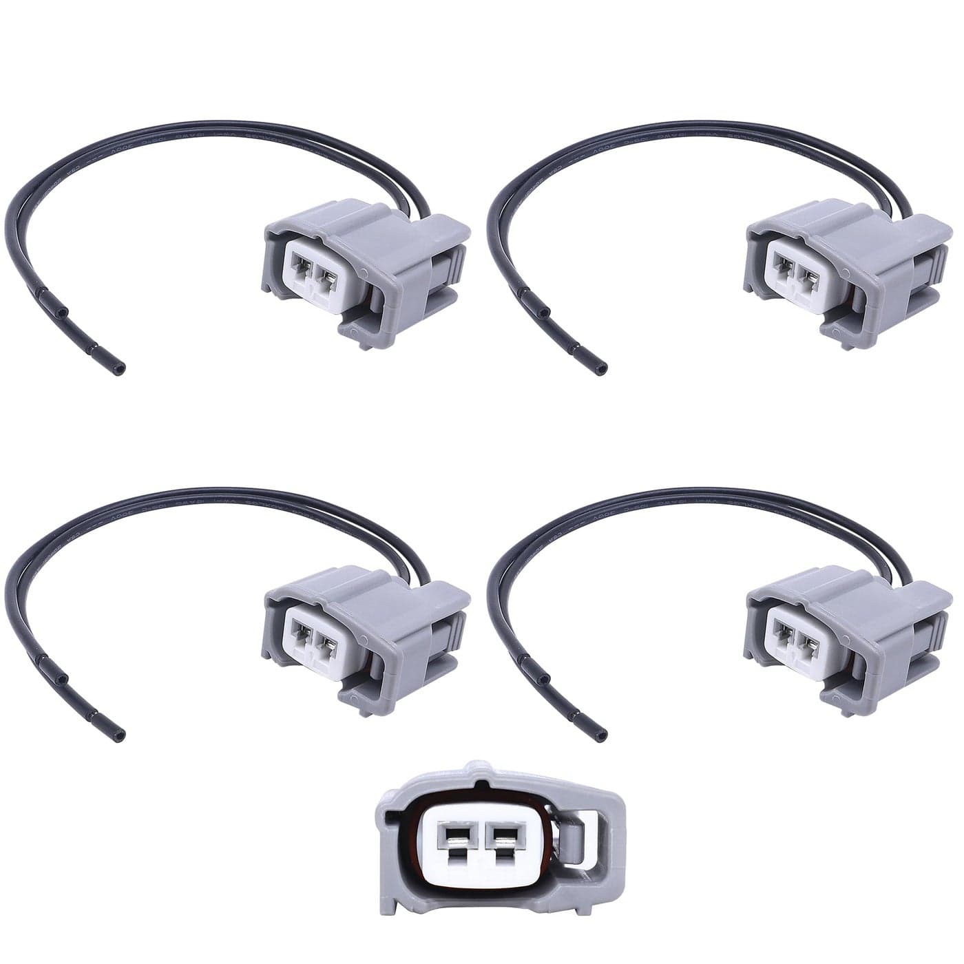HiSport Fuel Injector Connectors Socket Plugs with Pigtail Harness Wires EV1 EV6 EV14 Compatible with Toyota 4 PCS 16AWG