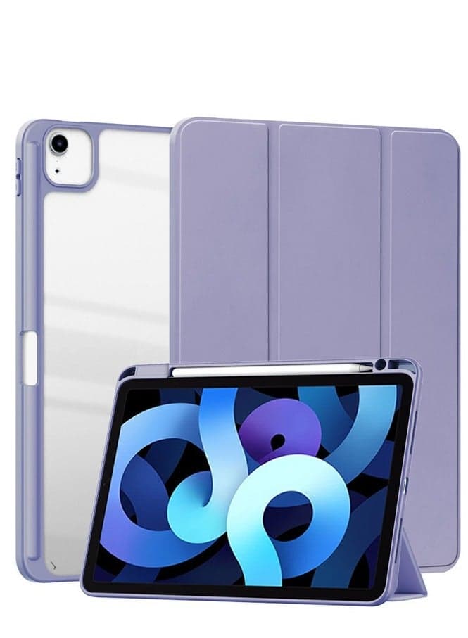 Case for iPad air 13 inch M2 2024/iPad air 13 inch M3 2025/iPad Pro 12.9-Inch (2022/2021/2020/2018) with Pencil Holder Lens protector, Clear Transparent Back Shell Slim Stand Shockproof Tablet Cover , Auto Wake/Sleep
