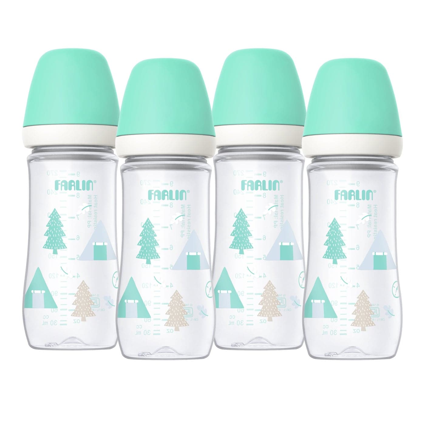 Farlin Wide Neck PP Feeding Bottle 270ml Green 3m+ Pack Of 4