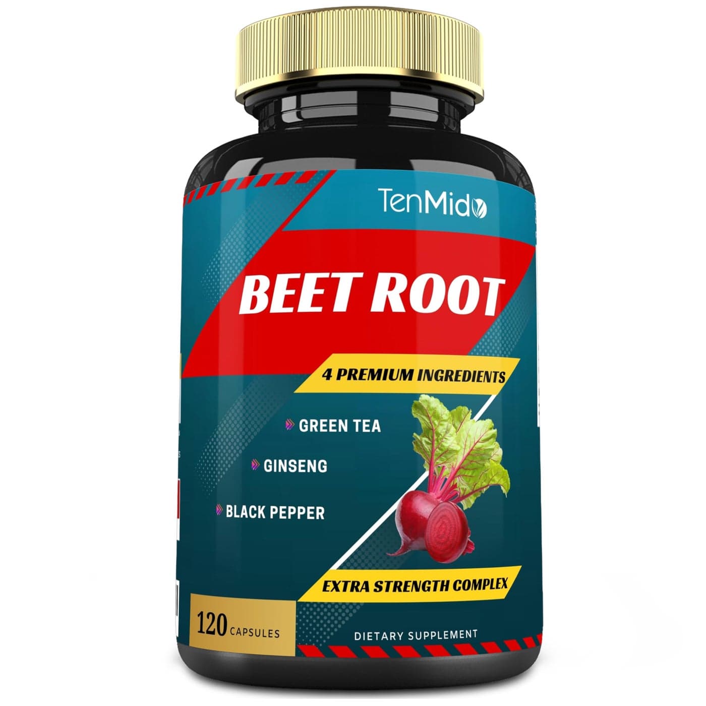 Beet Root Extract Capsules 4 Months Supply Green Tea Ginseng Black Pepper Increased Energy Athletic Performance Supports Boosts Stamina Nutritional Workout Supplements