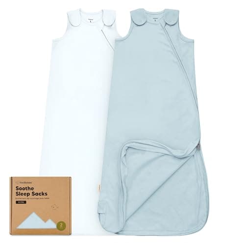 2-Pack Organic Baby Sleep Sacks, 100% Cotton - Soft & Breathable 0.5TOG Baby Wearable Blanket, Toddler Sleeping Sack 18-24 Months, Easy to Wear Transitional Swaddles for Newborns, Infants(Glacier, L)