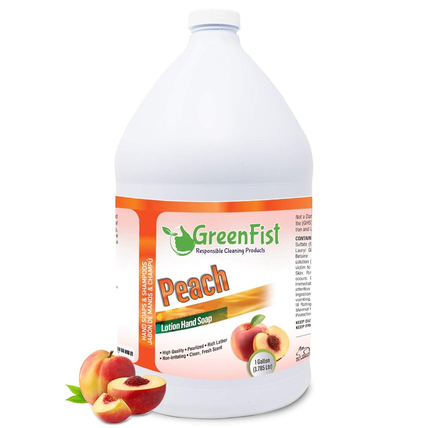 GreenFist Peach Scented Hand Soap Liquid Gel Refill Softer Hands Made in USA 128 Ounce 1 Gallon