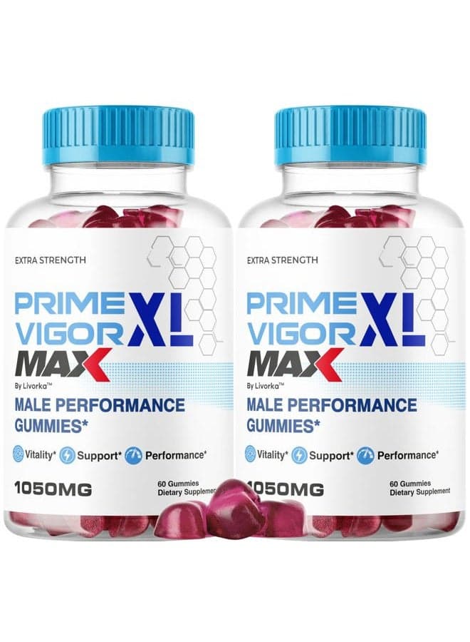 (2 Pack) Prime Vigor XL Max - PrimeVigor XL Max Gummies for Men - Maximum Strength, Prime Vigorxl for Men, Primevigormax Advanced Formula Gummys, Primevigorgummies Supplement, 120 Gummies for 2 Months