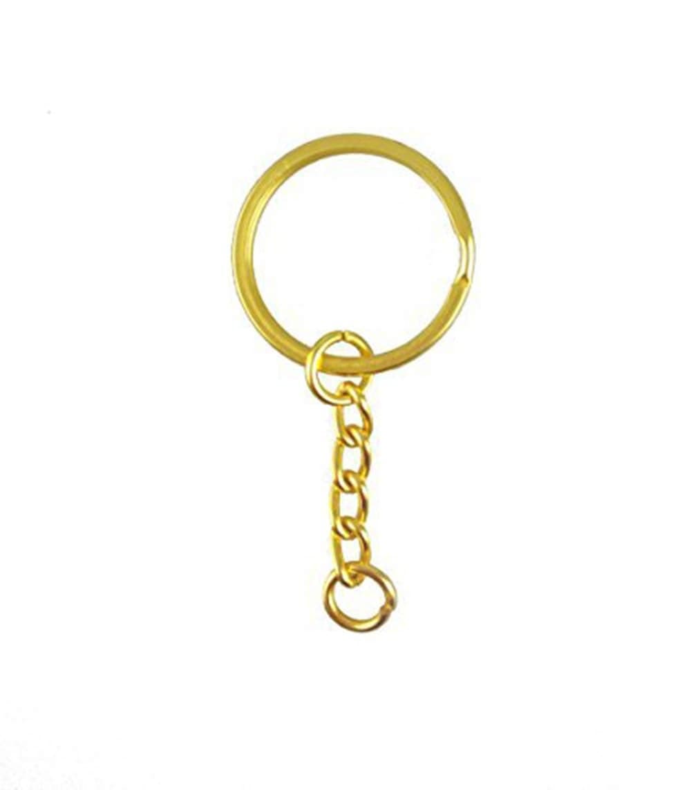 yueton Pack of 100 25mm/0.98" Metal Split Key Ring with Chain