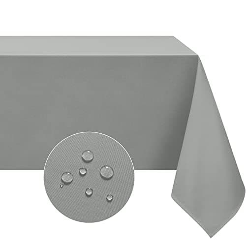 Softalker Rectangle Tablecloth, Waterproof & Stain Resistant Table Cloths Wrinkle Free Fabric Washable 210GSM Polyester Table Cover for Dining/Party/Outdoor - 60 x 84 inch,Light Grey