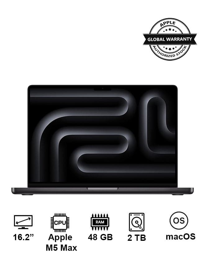 New 2026 MacBook Pro MGEE4 | 16.2 Inch Display | M5 Max Chip 18-Core CPU 40-Core GPU | 48GB RAM | 2TB SSD | macOS | English And Arabic Keyboard | Space Black