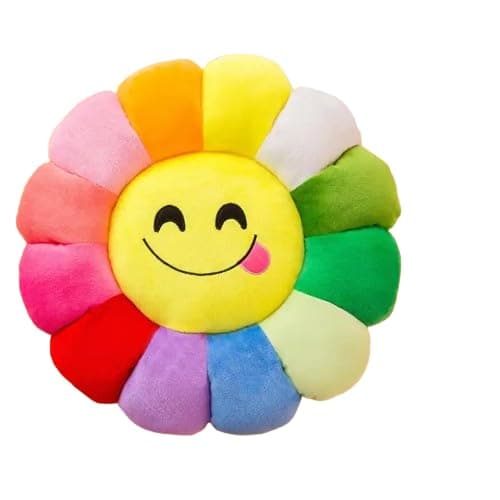 AVS Soft Cute Smiley Sunflower Velvet Emoji Cushions with Fibre Filling Pillows for Bedroom Living Room, Cushion Use in Car, Kids & Girls Room Decoration(16X16 Inches, Multi) - 3