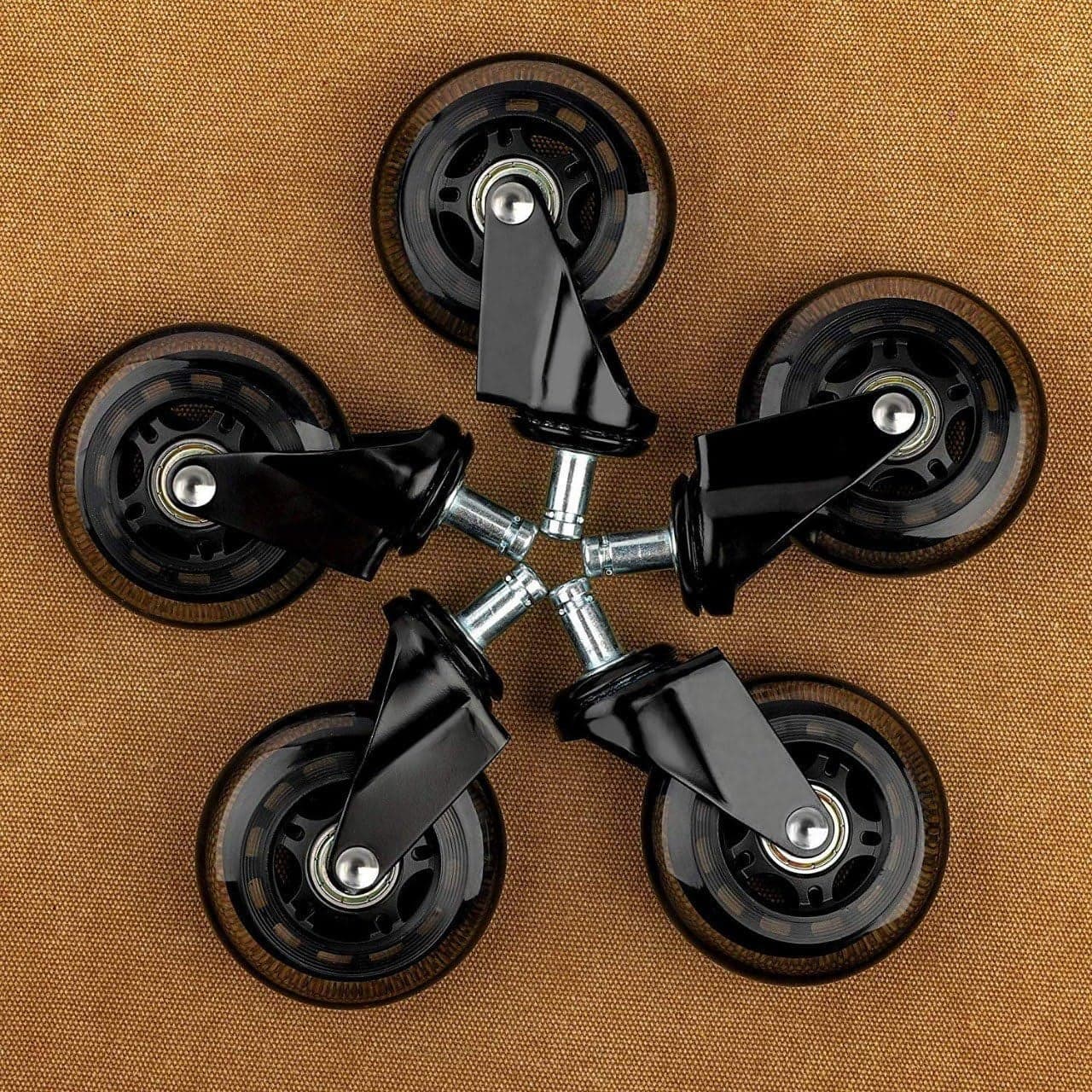 Aakarit New 3 Office Chair Caster Wheels 38 Pin Rollerblade Heavy Duty Soft PU Rubber Safe for Hardwood Carpet Floors 5 Set