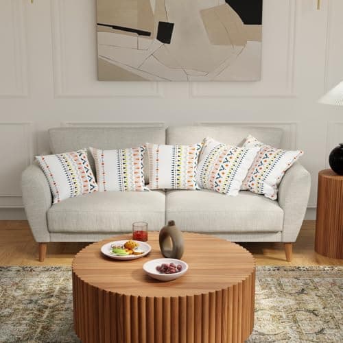 Urban Space Decorative Cotton 200 TC Cushion Cover Set of 5, 16 Inch X 16 Inch Cushion Covers for Sofa, Bedroom, Living Room (Ikkat Orange, Cushion Cover 40Cm X 40Cm, Set of 5)