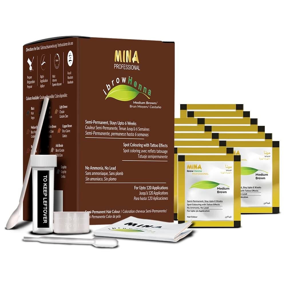 Mina ibrow Hair Color Refill Pack Medium BrownNatural Spot coloring and Professional Hair Tinting Powder Water and Smudge Proof No Ammonia No Lead with 100 Gray Converge