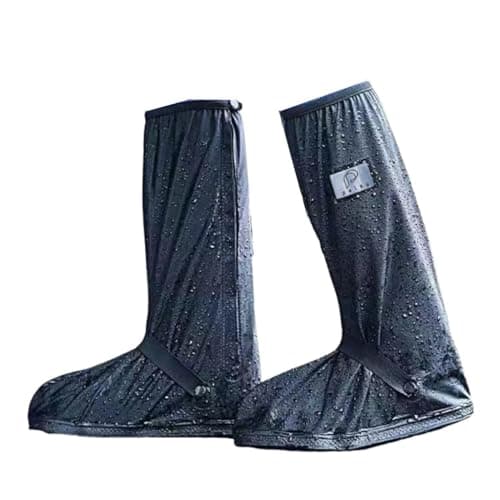 PALAY® Waterproof Shoe Cover Zip-up Calf-length Shoe Covers with Elastic Ankle Strap Wear-resistant PVC Shoe Cover Anti-skid Long Sleeve Shoe Covers for Boots, High Shoes, Size UK 6.5-8, One Pair
