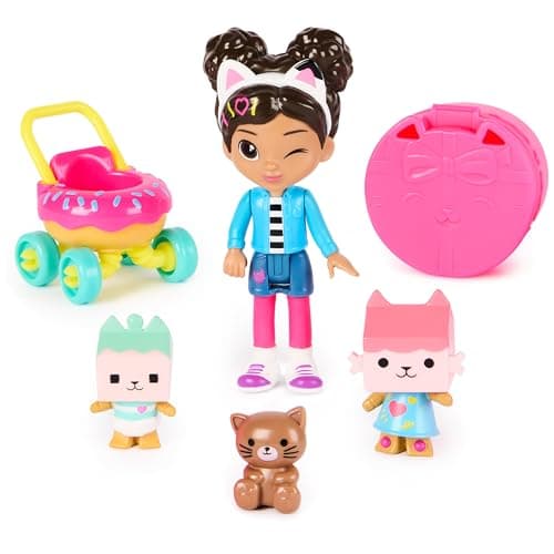 DreamWorks GABBYS Dollhouse Kitty Care Figure Set with Gabby Baby Box Baby Benny Box Surprise Toys Dollhouse Accessories Kids Toys for Girls Boys 3