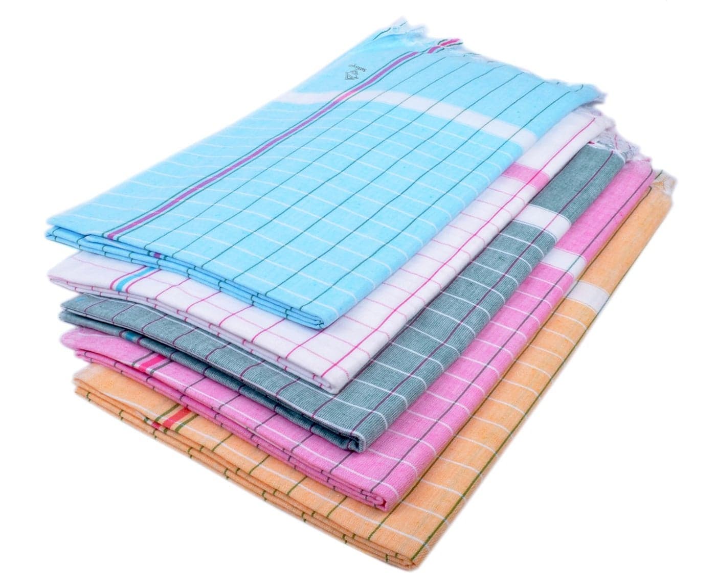 Sathiyas Cotton Bath Towel 480 GSM (Set of 5) (Blue, White, Green, Pink, Orange) Non-Terry Cotton Towel Soft Absorbent & Quick Dry 165 cm X 85 cm Towels for Bath Pool Beach Picnic & Travel