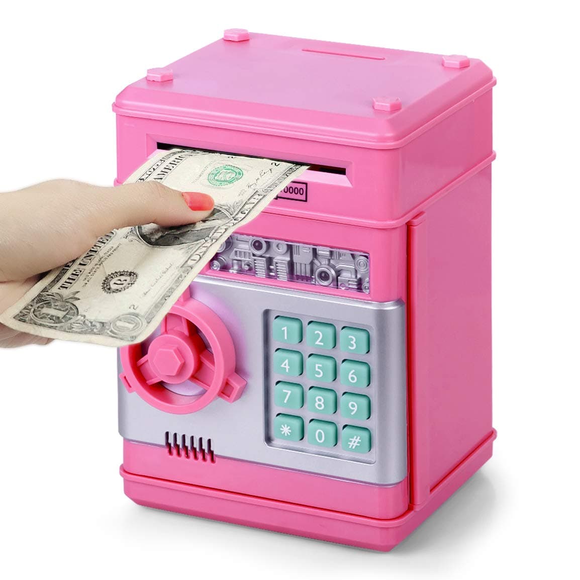 Highttoy ATM Money Box for Kids Electronic Password Safe for Girls Piggy Bank for Kids Toys Gifts for 312 Year Old Girls Pink