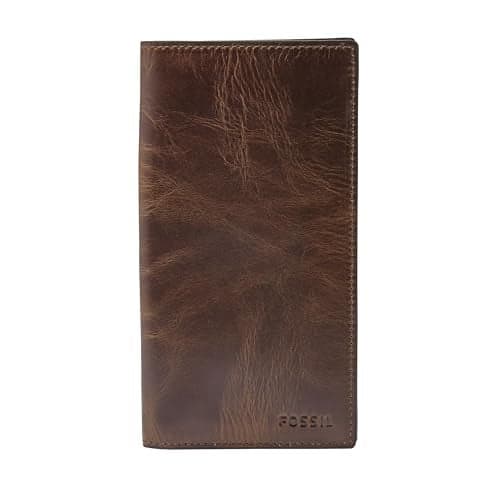 Fossil Men's Derrick Leather Executive Checkbook Wallet, Dark Brown, (Model: ML3683201)