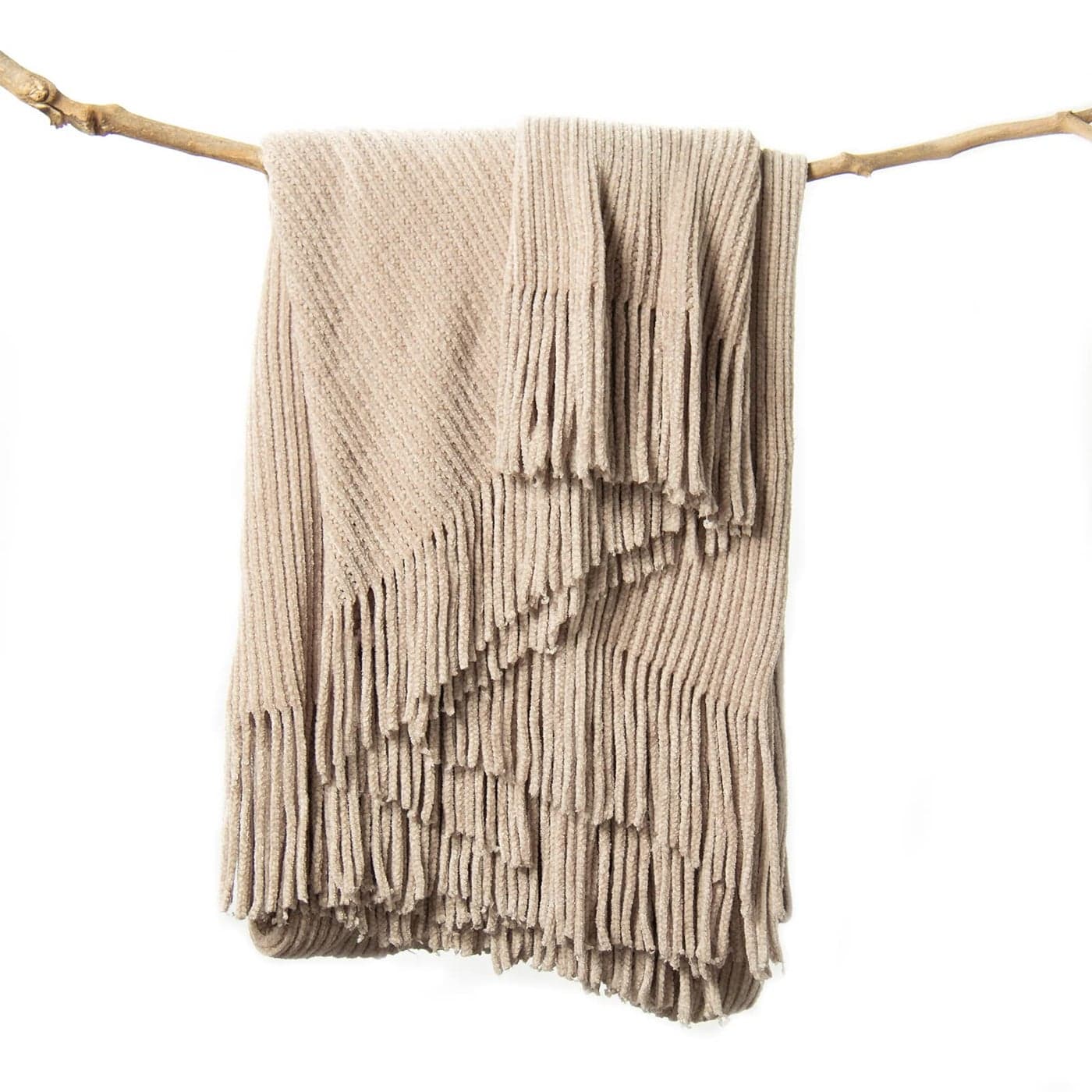 lifein Throw Blanket for Couch Soft Boho Decor Bed ThrowCozy Beige Knitted Chenille Small Farmhouse Lightweight Throw for SpringBeige50 60