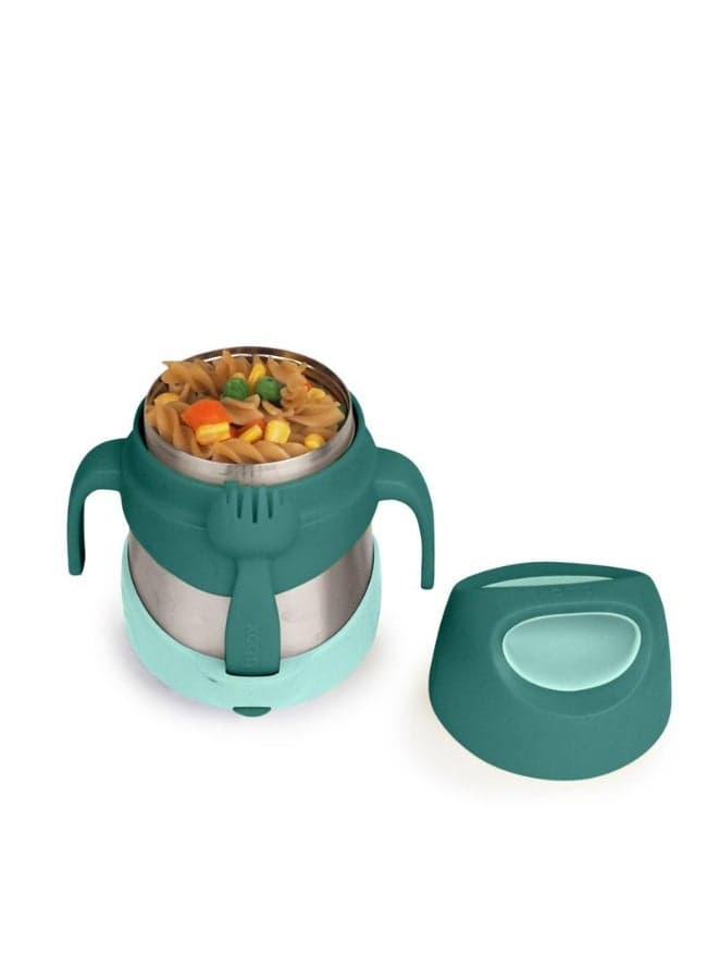 B.Box Insulated Food Jar for Kids | Keeps Food Hot or Cold | 11 fl oz Capacity | Leakproof | BPA Free | With Spork & Carry Handle-Emerald Forest