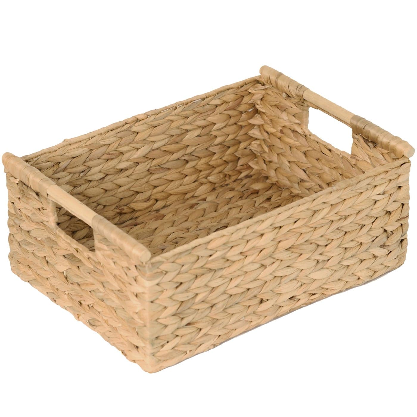 VATIMA Extra Large Wicker Basket Rectangular with Wooden Handles for Shelves Water Hyacinth Basket Storage Natural Baskets for Organizing Wicker Baskets for Storage 167x124x7