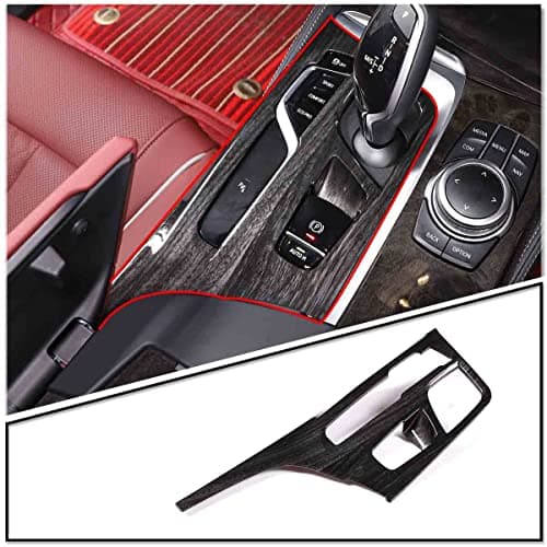 Sekhyna Car Control Shift Knob Panel Gear Button Trim Frame Compatible with BMW 5 Series G30 G38 2018-2022 Center Console Gear Shift Panel Decor Cover Interior Accessories 1PCS (Black Wood Grain)