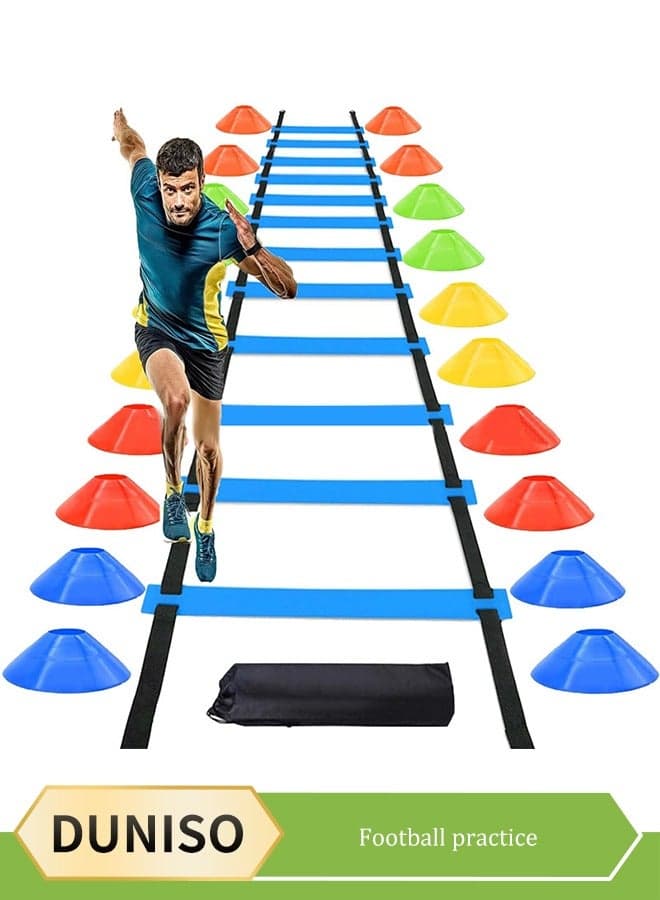 Speed & Agility Training Set, Resistae Parachute & Agility Speed Ladder, Steel Stakes, Disc Cones or Football Soccer Training Aid