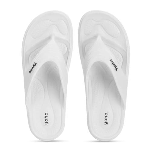 YOHO Drizzle Soft Slippers for Women, Mild Acupressure, Lightweight, Anti Skid & Slip, Diabetic Footwear for Woman, Home Wear Bathroom Chappal for ladies | White - UK 6