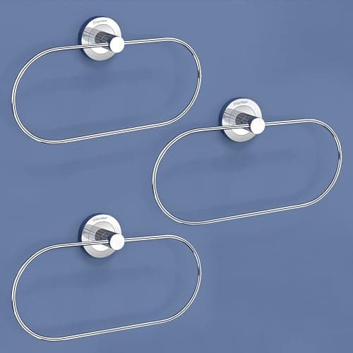 Plantex Stainless Steel Towel Ring for Bathroom/Wash Basin/Napkin-Towel Hanger/Bathroom Accessories (Chrome-Oval) - Pack of 3
