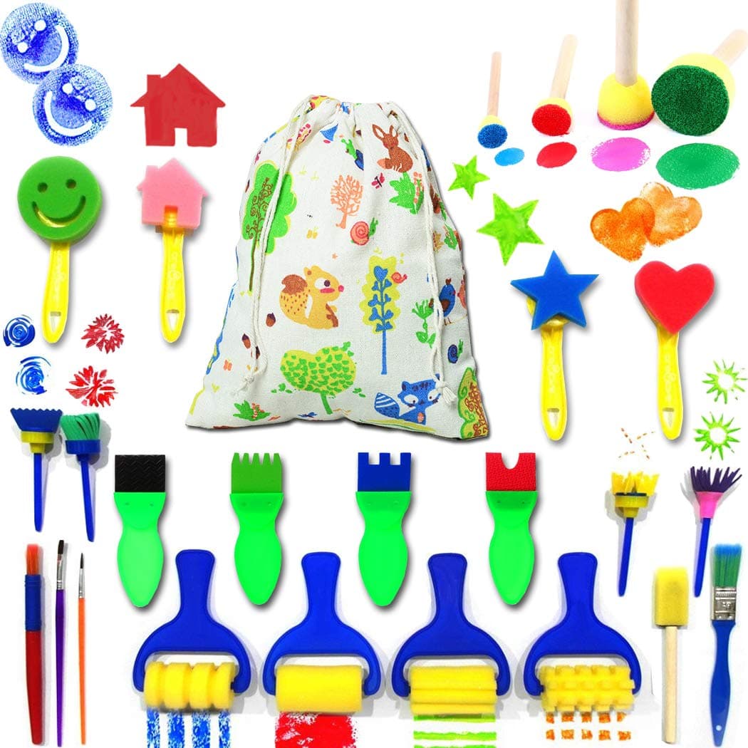 Art Craft Painting Drawing Tools Mini Flower Sponge Brush Set Fun Kits Early DIY Learning