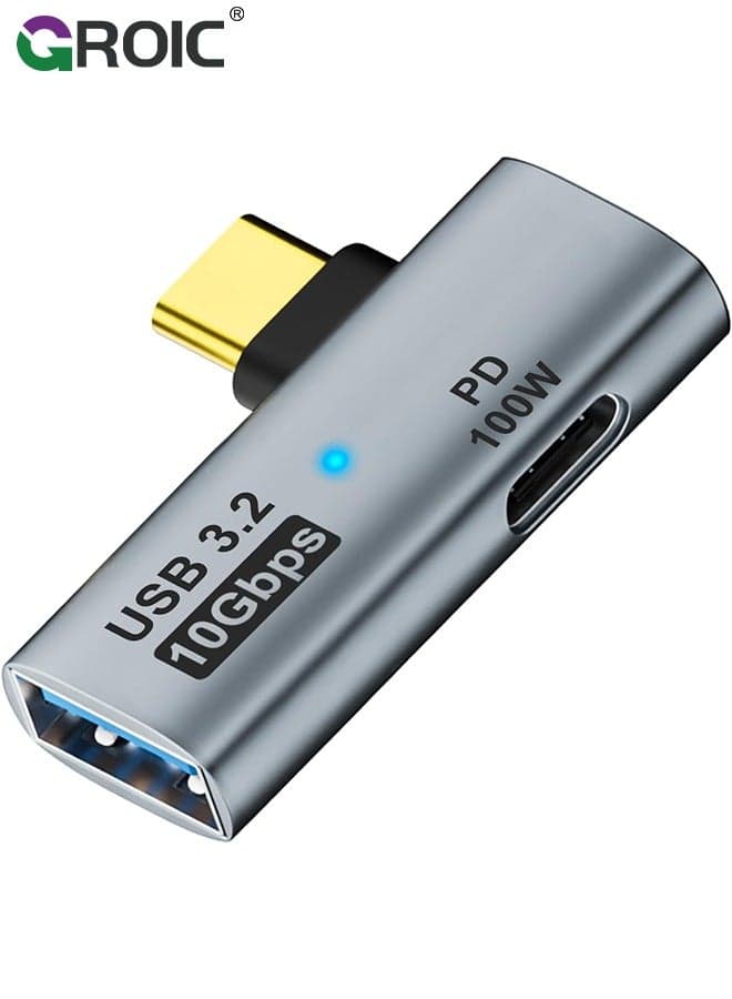Grey 2 in 1 USB C to USB 3.2 Adapter with 100W Charging Port, Thunderbolt 4/3 OTG Converter for Rog Ally, Steam Deck, Quest 2, iPhone 15 Series, iPad, MacBook and More Type C Device