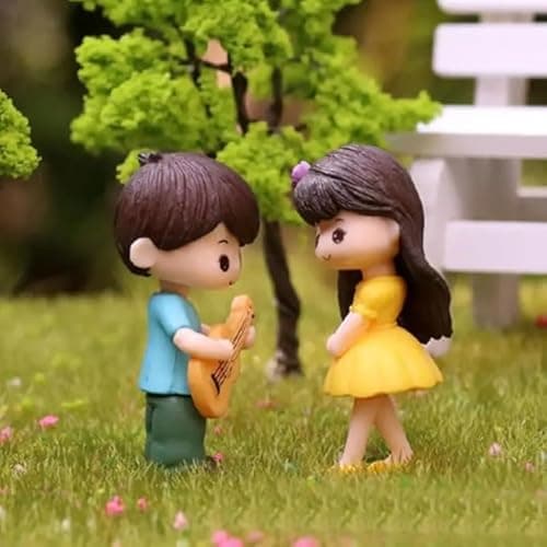 CraftVatika Valentine Guitar Couple Lovers Miniature Showpiece Valentine Gift for Girlfriend Boyfriend Husband Wife Decorative Showpiece (Multi, Resin 5 Centimeters)