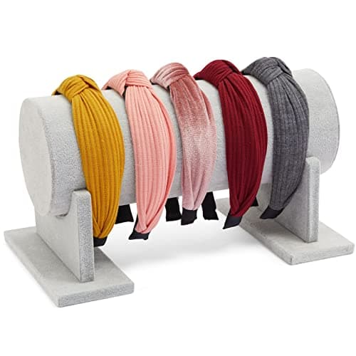 Juvale Velvet Headband Holder Stand - 12.2 x 6.5 x 6.7 Inches, Gray Velvet - Hair Accessories Organizer & Headband Rack - Bracelet Display & Jewelry Stand