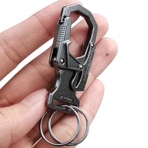 Ahiller Carabiner Clip Double-Lock Design,2.5”Keyring Zinc Alloy Car Keychain Camping Cycling Backpack Accessories(Black-1P)