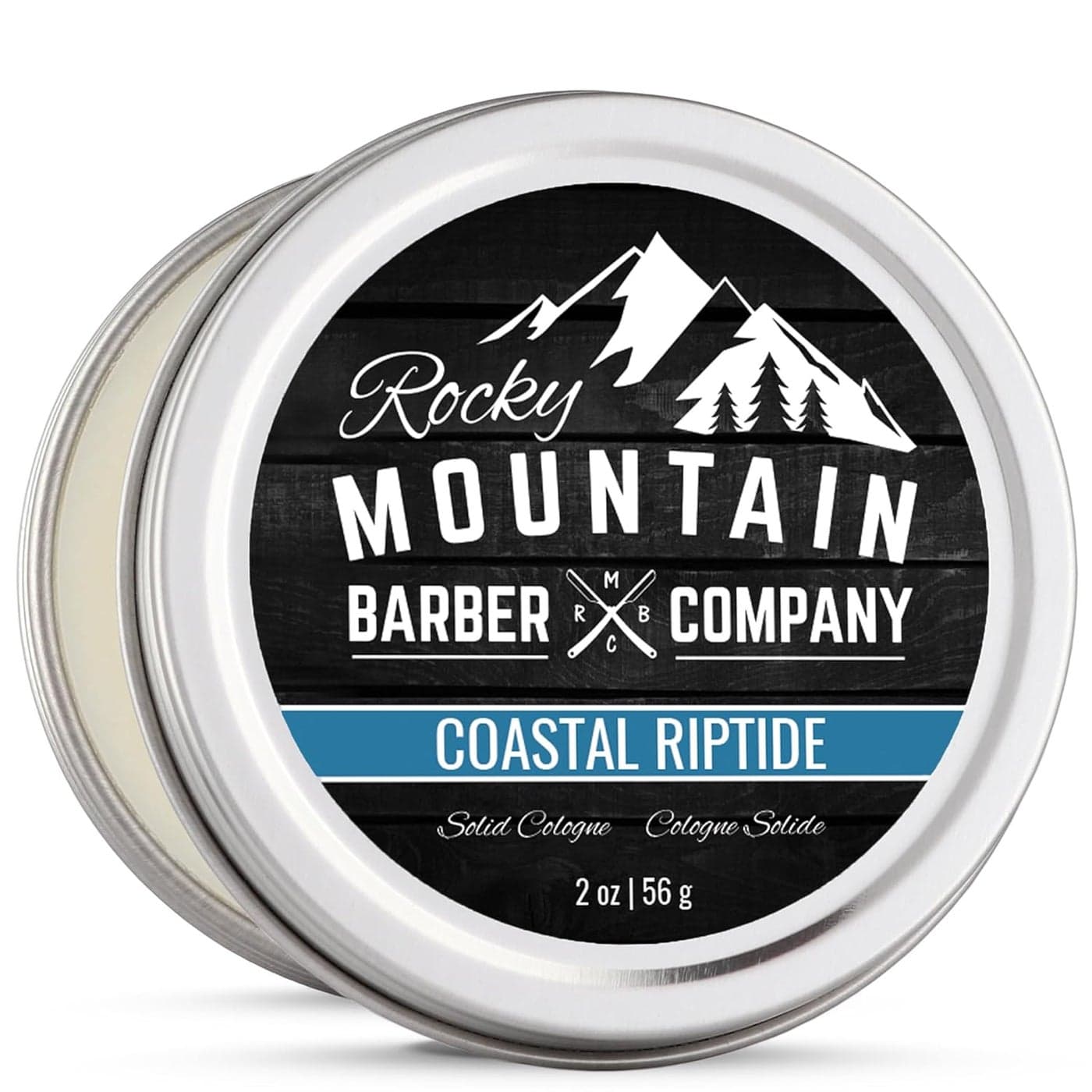 Rocky Mountain Barber Company Solid Cologne for Men Coastal Riptide Scent 2 Oz Size Made with Coconut Oil Shea Butter LongLasting Scent Coastal Riptide