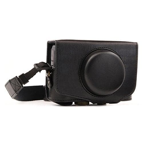 MegaGear MG1173 Canon PowerShot SX740 HS SX730 HS Ever Ready Leather Camera Case with Strap Black