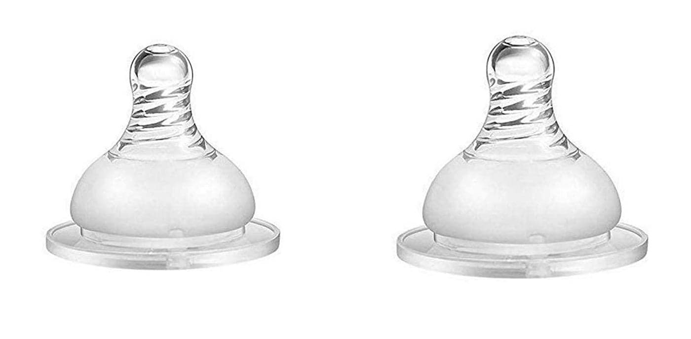 THE LITTLE LOOKERS Natural Wide Neck Bottle Nipples for All Kinds of Wide Mouth Feeding Bottles/Steel Feeders (Pack of 2)