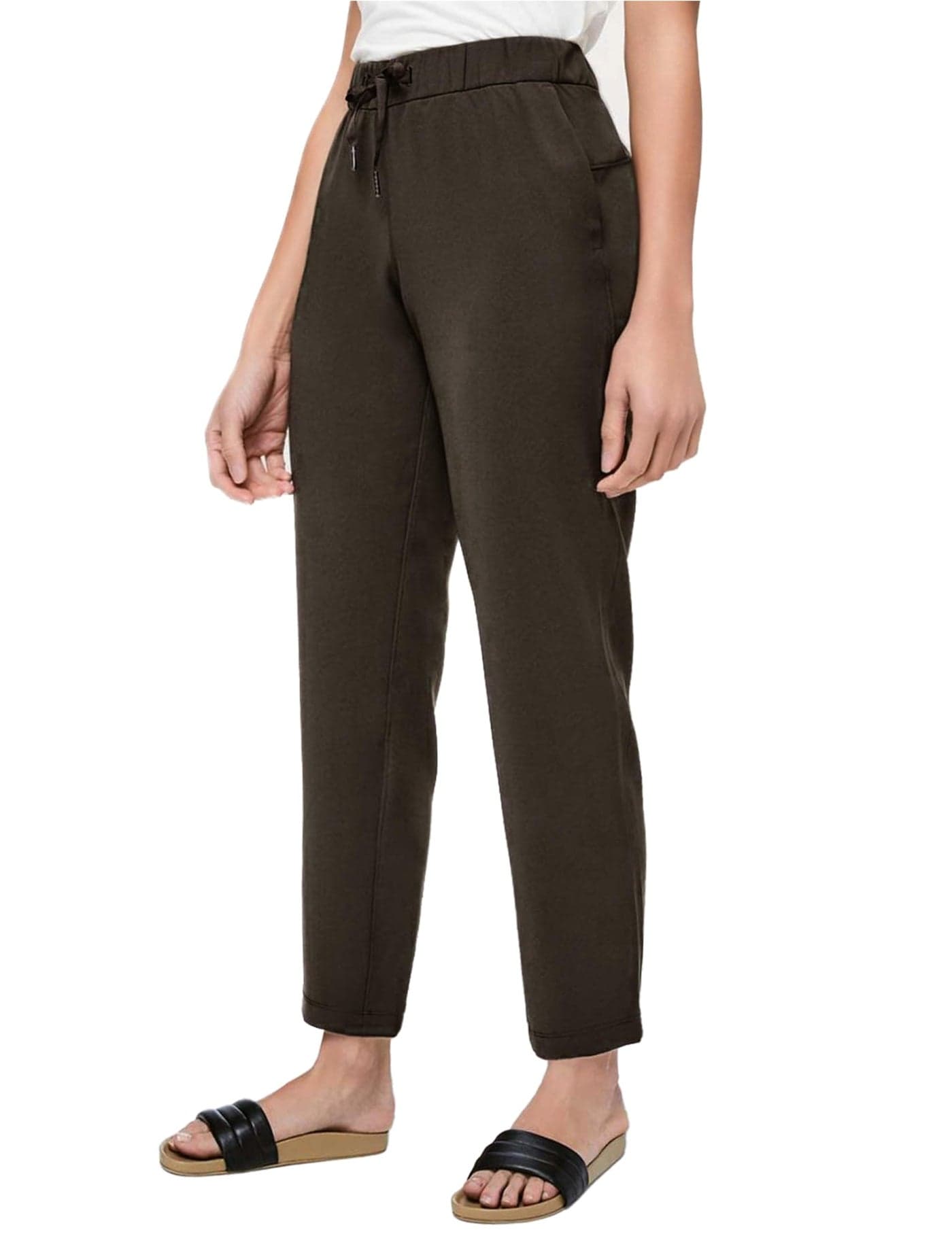 AJISAI 7/8 Joggers Travel Pants with Pockets Lounge Casual Stretch Workout Pants for Women Dark Green 27" M