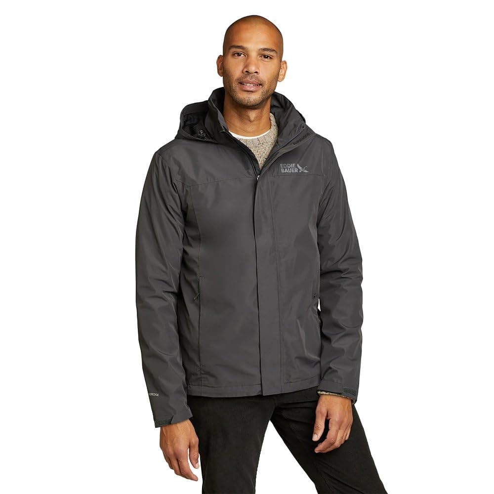 Eddie Bauer Mens Rainfoil Packable Jacket Dark Smoke Recycled Medium