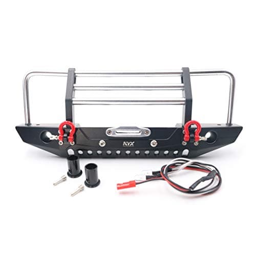 KYX Racing Alloy Front Bumper with LED Lights Upgrades Parts Accessories for RC Crawler Car Axial SCX10 II 90046 Traxxas TRX4 TRX4 Redcat Gen8 Scout II
