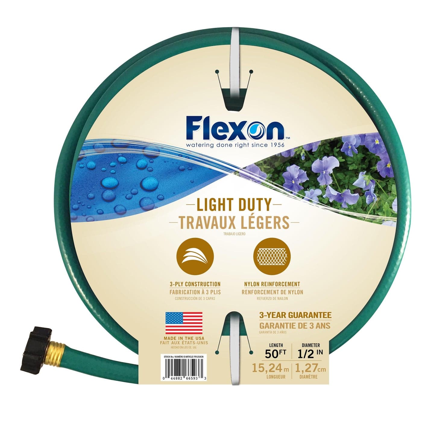 Flexon 12Inch by 50Foot Reinforced Garden Hose FR1250Green