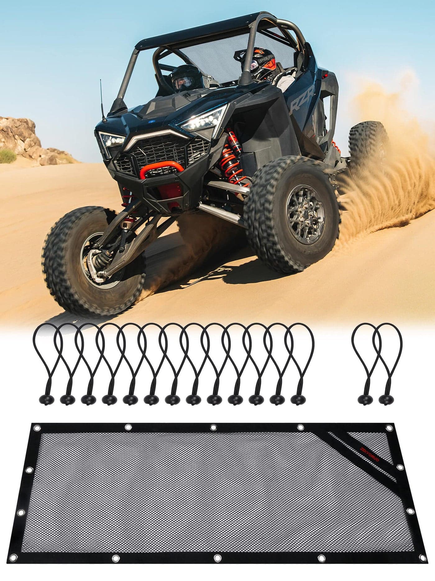 ZIDIYORUO UTV Rear Window Cover | Dust Proof, Block Mud, Debris & Breathable Mesh Net for RZR 570 800 900 1000 XP Turbo (2 Seater 2015-2022) XP 1000 (2014-2021) | UV50+ Protection