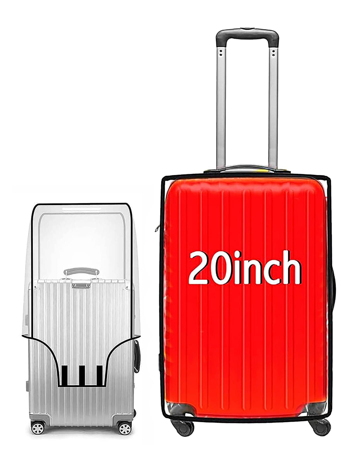 Fancy Walas 20 inch Pack of 1 Zippered Clear PVC Trolley Covers Protectors, Waterproof Dustproof Suitcase Covers Case for Wheeled Luggage Trolley Protective Covers (Black, Pack of 1, 20 Inch Small)