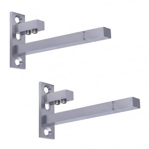 Atlantic F Type Glass Shelf Bracket 4 inch Stainless Steel Silver Matt Finish Adjustable 6/8/10/12 mm Pack of 2 Piece