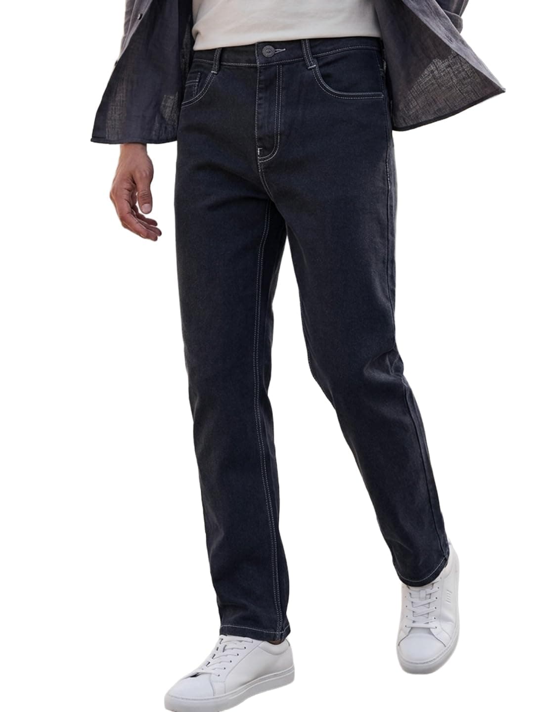 Urbano Fashion Men's Dark Grey Straight Fit Washed Jeans Stretchable (jeanstrt-dgrey-30)