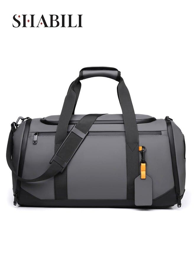 Men Women and Men Nylon Large-Capacity Sports Bag Tourist Bag Tote Shoulder Cross Bag Crossbody, Multi-Pocket Wear-Resistant Waterproof with Shoe Compartment Trolley Bag, for Casual Party Travel(Grey)