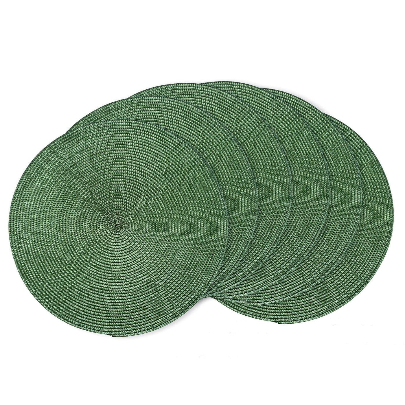 AHHFSMEI Round Braided Placemats 15 Inch Round Table Mats for Dining Tables Natural Woven Heat Resistant Place mats Set of 6 Olive Green