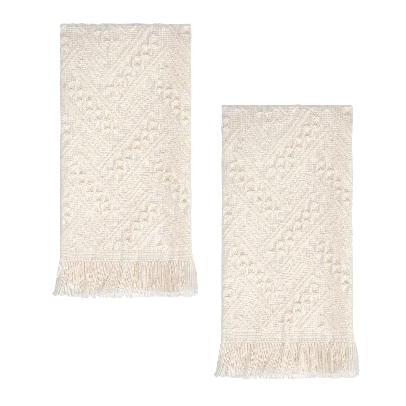 Luxury Decorative Hand Towels Bathroom 2 Packs 14X30 100 Cotton Turkish Absorbent Soft Face Towel Set for Boho Bathroom Decor Kitchen Hotel Spa Farmhouse Guest Tea Gift Cream White 14x30
