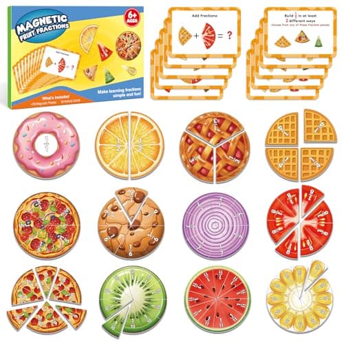 Aizweb Magnetic Fraction Tiles Circles SetBarsMagnetic Fraction Educational PuzzleMontessori Math ManipulativesFraction Learning Games for Elementary Classroom Homeschool Supplies
