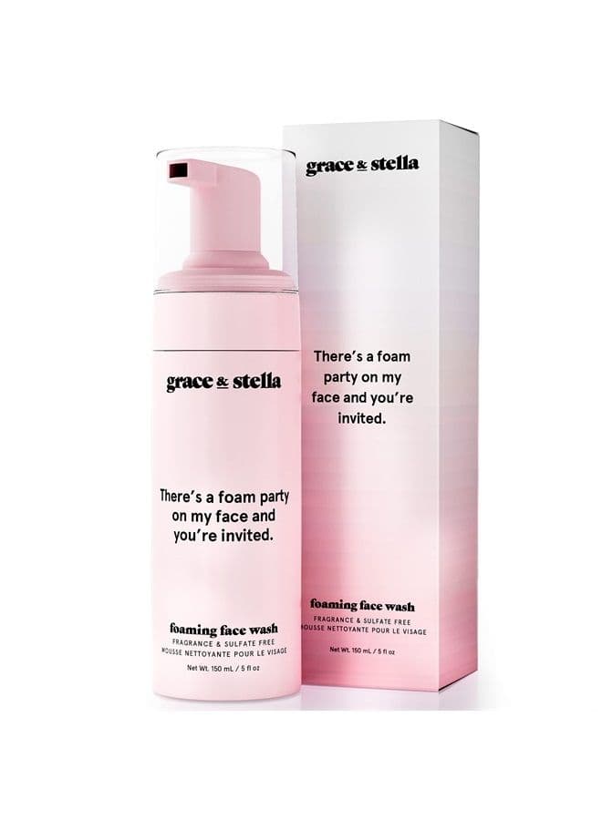 Foaming Facial Cleanser (150ml) - Sensitive Skin Face Wash - Vegan Foaming Cleanser - Limpiador Facial - Hydrating Facial Cleanser - Face Wash Sensitive Skin - Cleanser For Dry Skin by grace and stell