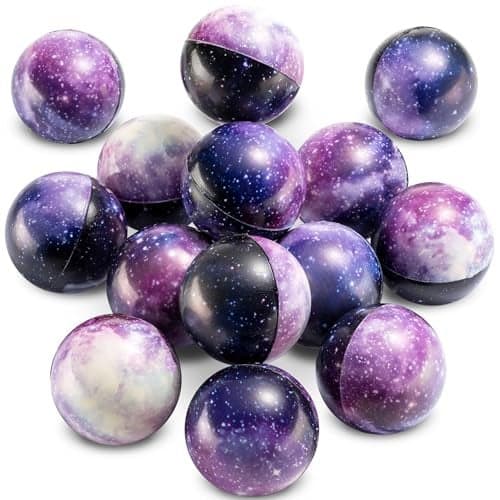 Galaxy Stress Balls for Kids - Pack of 24 Bulk - Squeeze Anxiety Fidget Sensory Balls for Children with Outer Space Theme, Toys for Party Favors and Birthday Party Supplies